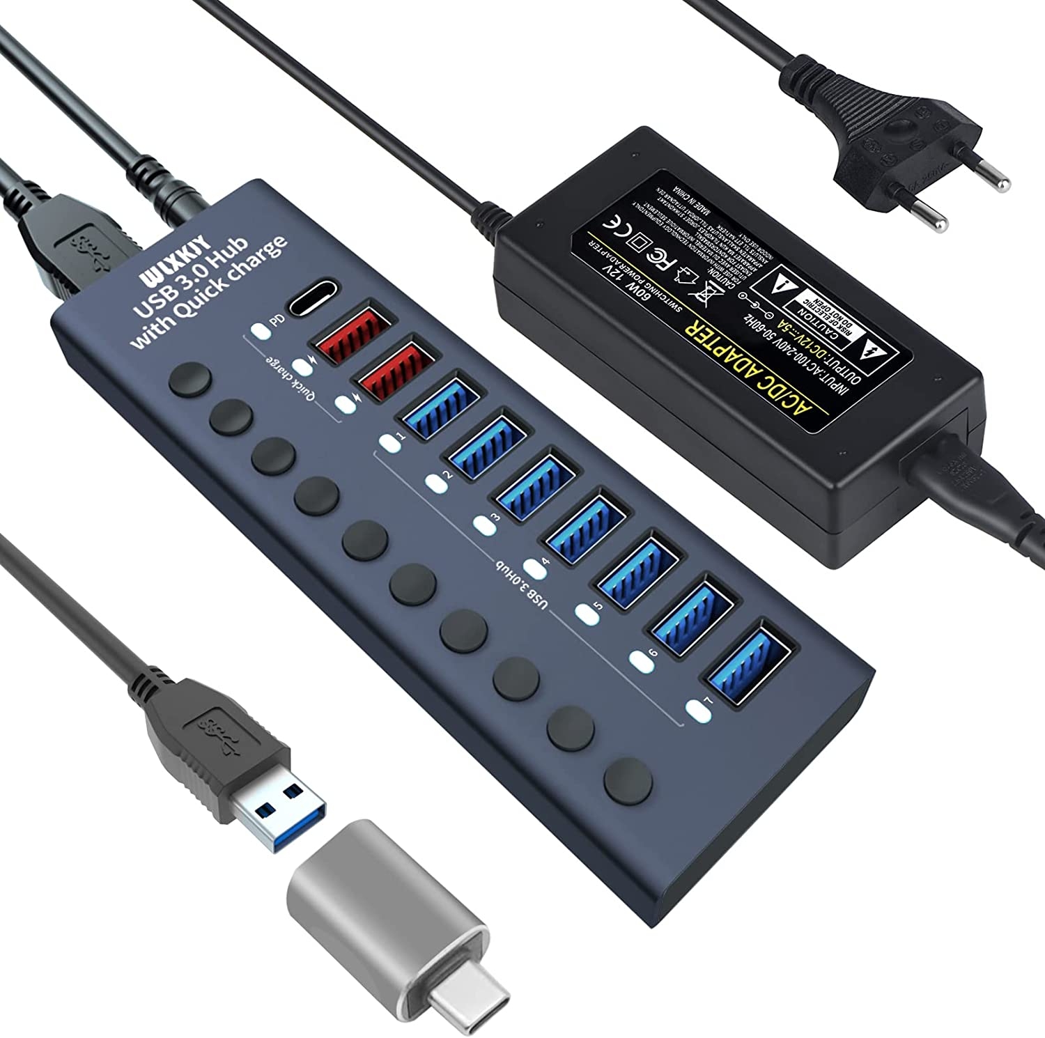 10-Port USB 3.0 Hub met Quick Charge